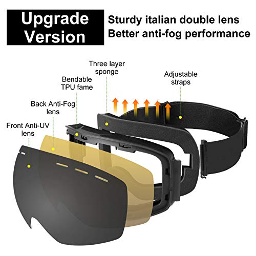 Orlegol Maschera da Sci, Occhiali da Sci OTG