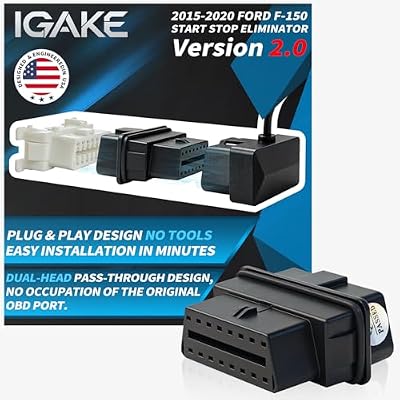 IGAKE Auto Start Stop Eliminator for Ford F-150 2015 2016 2017 2018 2019 2020 Easy Install Memory Module Dual Connector Accessories Turn Off Idle Engine Stop Start System Disabler Plug Play Error Free
