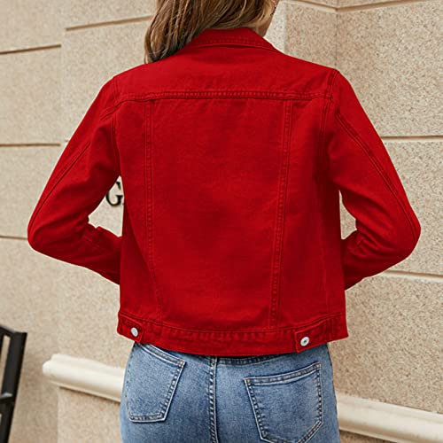 Jean Jacket Women Long Sleeve Button down Lapel Cropped Denim Jacket Trendy Casual Lightweight Top down Blazer 5