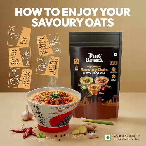 Image of True Elements High Protein Savoury Oats - Flavours Of Asia - Pack of 6