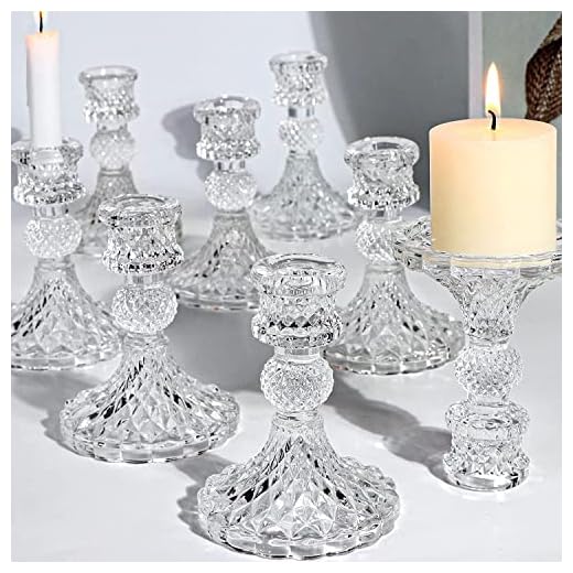 DARJEN Candlestick Holders Set,12Pcs 4" H Taper Candle Holders Bulk, Clear Glass Candle Holders for Wedding, Spring Party, Romantic Dinner, Festival & Windowsill Decor