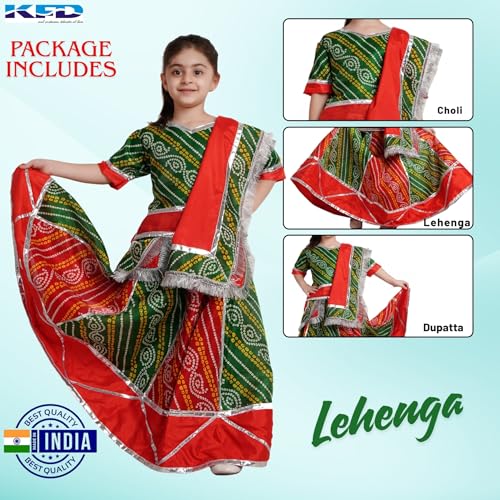 Image of Kaku Fancy Dresses Kids Ethnic Garba Lehenga Choli with Dupatta | Traditional Indian Navratri Dress for Girls | Festive Ghagra Choli Outfit for Dandiya & Garba Nights