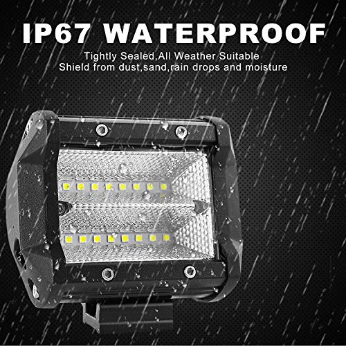 AAIWA LED Pod Lights, 4inch Off Road Lights, 2Pack 48W LED Flood Light Bar LED Work Lights Truck Driving Fog Lights Waterproof for Boat Car UTV ATV SUV - Thumbnail 6