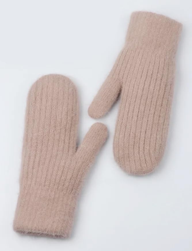 Women Winter Warm Mittens - Fashionable Stretchy Knit Gloves Cold Weather Soft Faux Rabbit Fur Mittens - Image 6