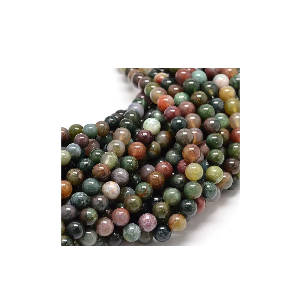 Natural Indian Agate Round Bead Strands, 8mm, Hole: 1mm, About 48pcs/Strand, 15.5 inch