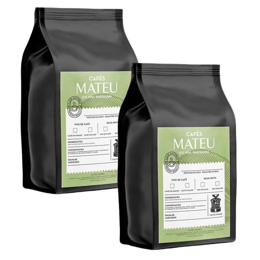 Cafés Mateu Café Molido Grueso Specialty Coffee 100% Arábica | Notas Frutales | Tueste Artesanal Semanal | 2 x 500 g