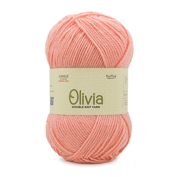 Ganga Olivia Hand Knitting and Crochet Yarn (Peach Blush) (400gms) Acrylic