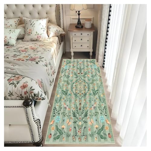 Alfombra pasillo verde de 50x300cm en microfibra suave lavable 6