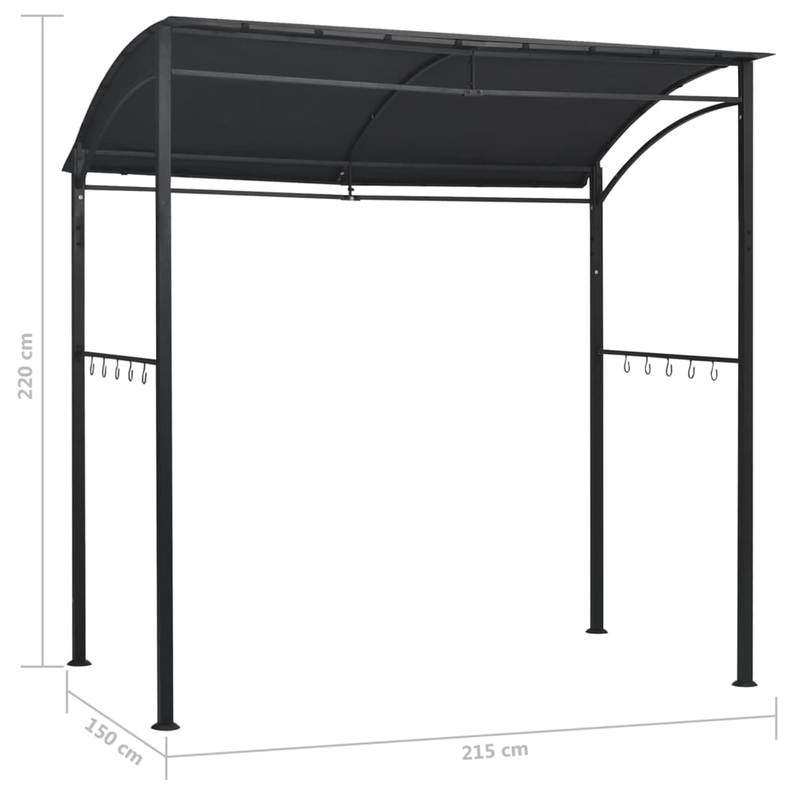 Grillpavillon Anthrazit Stahl Polyester 10 Haken Wetterfest Montage erforderlich