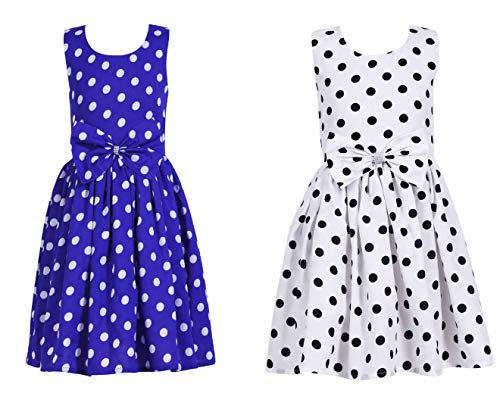 Image of Casual Frock for Baby Girls,Blue Printed and Olive Printed,Pack of 2