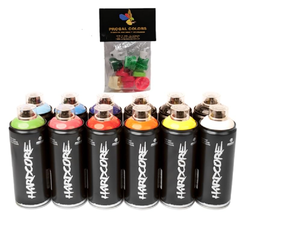 Hardcore Vernice spray professionale, confezione da 6 lattine da 400 ml