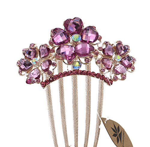 Totoroforet Rosa Multiflora/ Rambler Rose Rhinestones Side Clamp/ Clip----Sakura Pink