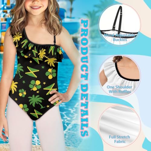 Image of Girls Swimsuit One Piece Ruffle Swimsuit Non-Slip Straps UPF 50+ for Girls Size 3-14 Years