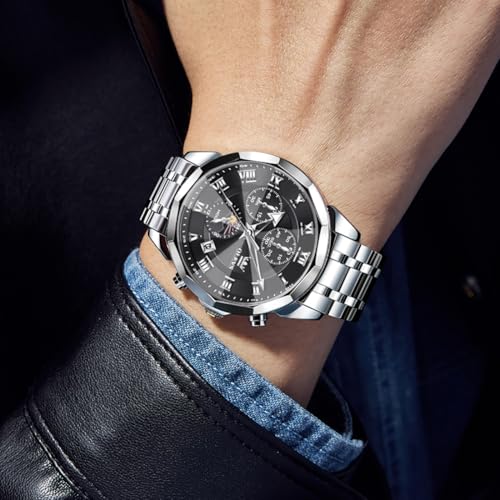 Image of OLEVS Men Watch Business Dress Diamond Luxury Watch Luminous Easy to Read Date Waterproof Stainless Steel Quartz Analog Simple Dress Watch