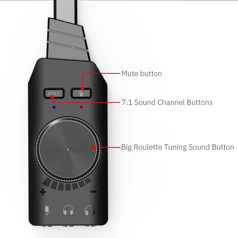 Adattatore convertitore scheda audio a 7.1 canali Volume esterno regolabile per cuffie da gioco