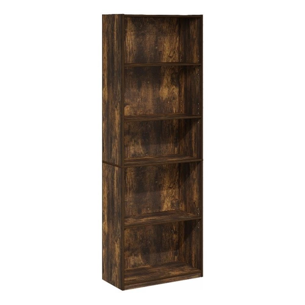 Furinno GEHRY 5-Tier Bookcase, Bookshelf with Adjustable Shelves, Amber Pine