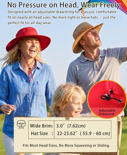 Image of Home Prefer UPF 50+ Men's Sun Hat Wide Brim Bucket Hat UV Protection Hat for Mens Womens Beach Safari Gardening Golf Fishing