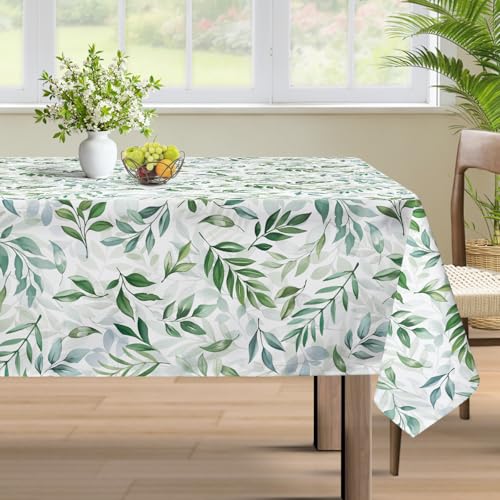 hometrixx Nappe Rectangulaire Anti Tache Feuilles Nappe de Table Printemps Été Lavable Imperméable Polyester pour Salle à Manger Jardin fête Mariage ou...