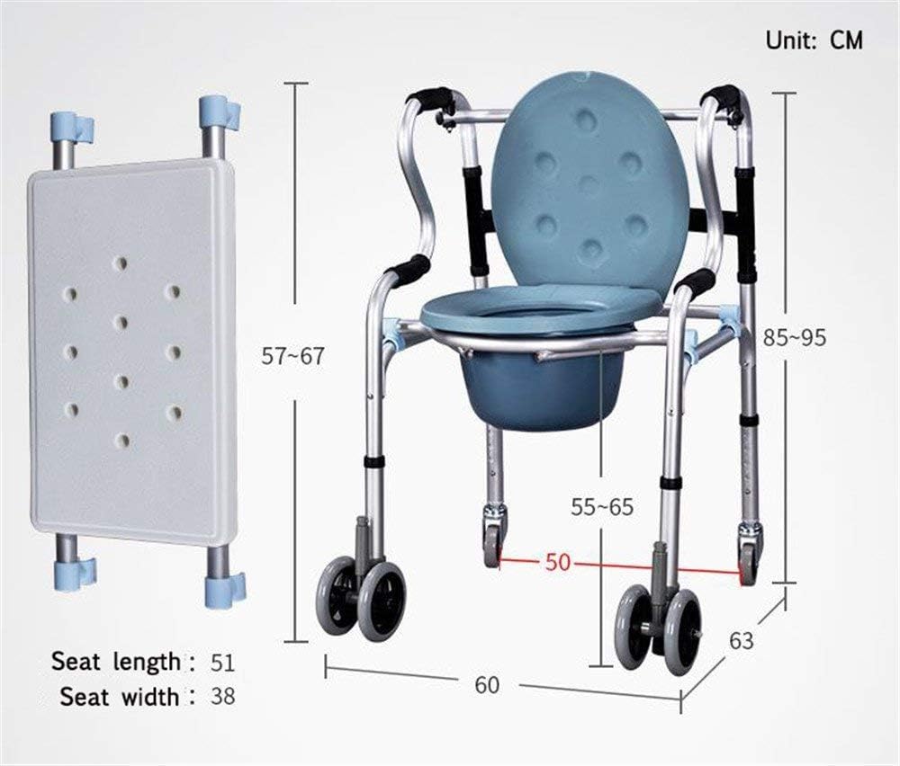 Krzesło Commode z wyściełaną deską sedesową i kółkami, przenośny transport prysznicowy dla kobiet w ciąży, osób starszych i niepełnosprawnych, łatwa pomoc w poruszaniu się