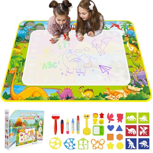 Alfombra Pintar Agua 110x70 cm - Juguetes Niños 2 a 6 Años - Agua Pizarra Mágica con Libro de Dibujo & 4 Bolígrafos - Juegos Educativos para Niños Niñas Navidad Regalos (Tema Dinosaurio) Alfombra Pintar Agua 110x70 cm - Juguetes Niños 2 a 6 Años - Agua Pizarra Mágica con Libro de Dibujo & 4 Bolígrafos - Juegos Educativos para Niños Niñas Navidad Regalos (Tema Dinosaurio)