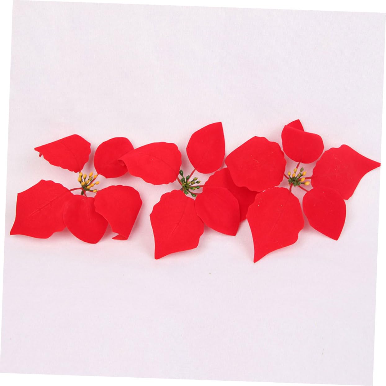 Ciieeo 60 Piezas Redondas Plegables Ventilador Árbol De Navidad Adornos Falsos Cabeza De Poinsettia Artificiales para Flores Decoraciones De Árbol De Navidad Flores Sintéticas Cinturón