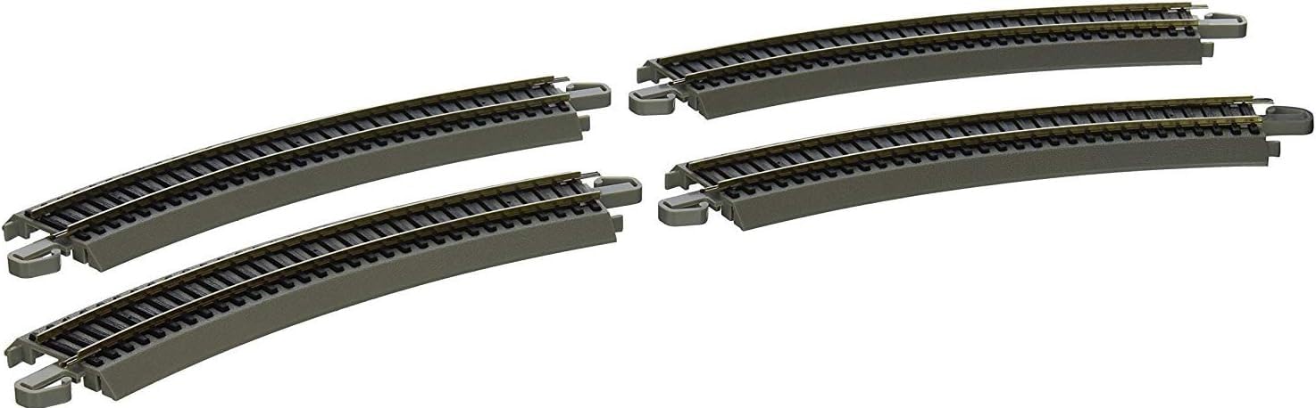 Trains - Snap-Fit E-Z TRACK 15” RADIUS CURVED TRACK (4/card) - NICKEL SILVER Rail With Gray Roadbed - HO Scale