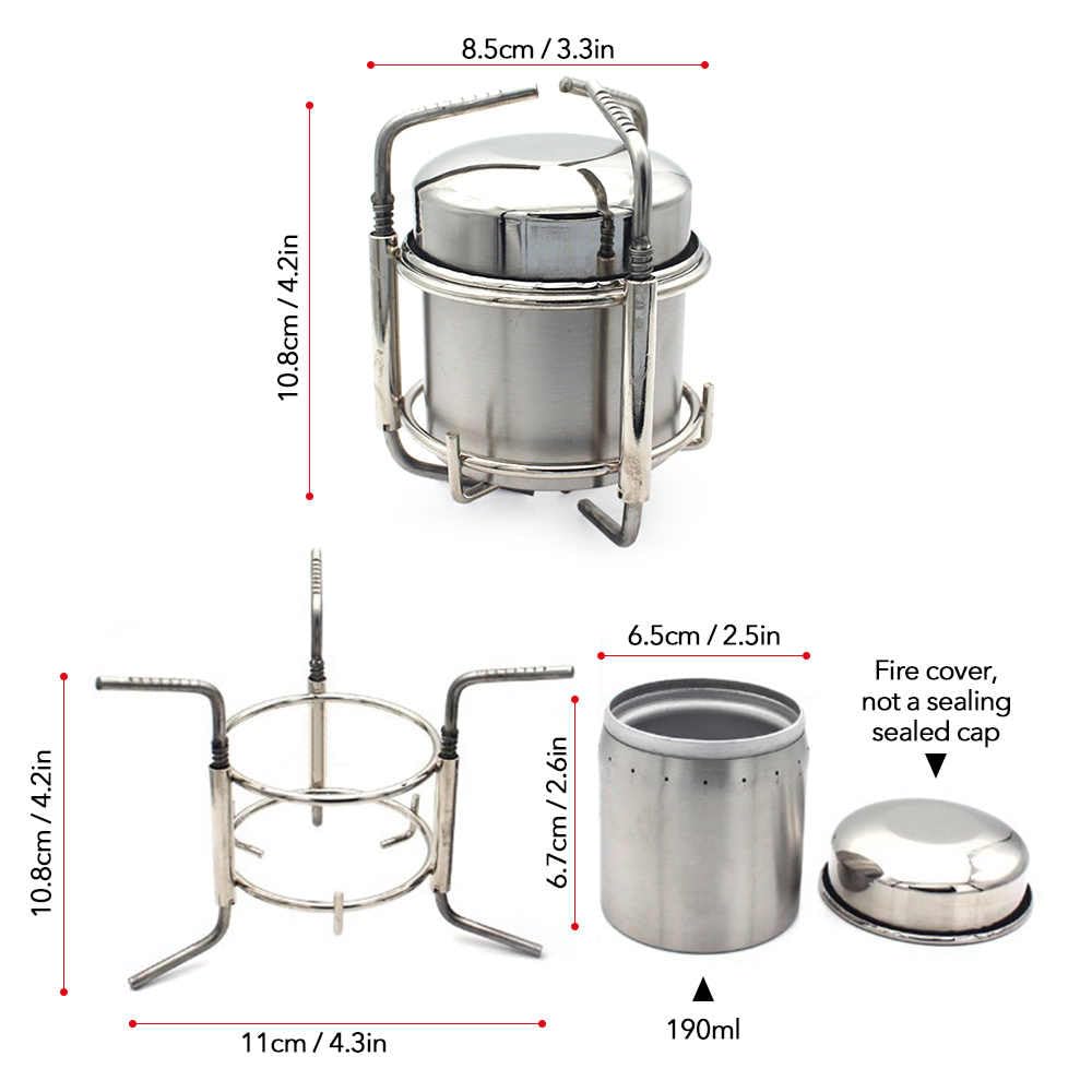 Fornello Ad Alcool Portatile In Acciaio Inox – 7,9x3,7 Pollici, Base Antiscivolo, Fiamma Regolabile, Per Campeggio E Emergenze