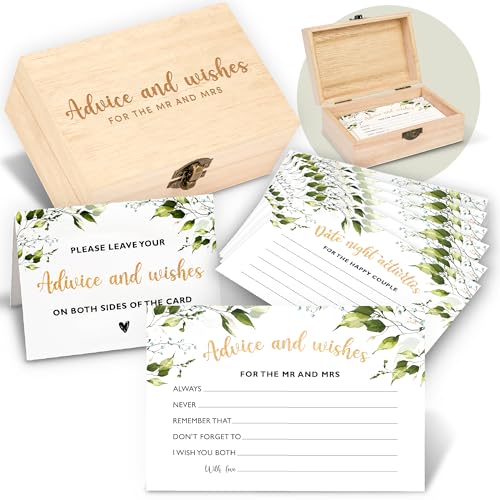 STOFINITY Advice and Wishes for The Mr and Mrs - Wedding Advice Cards for Bridal Shower Decorations, Bridal Shower Advice Cards for Bride and Groom Well Wishes Box