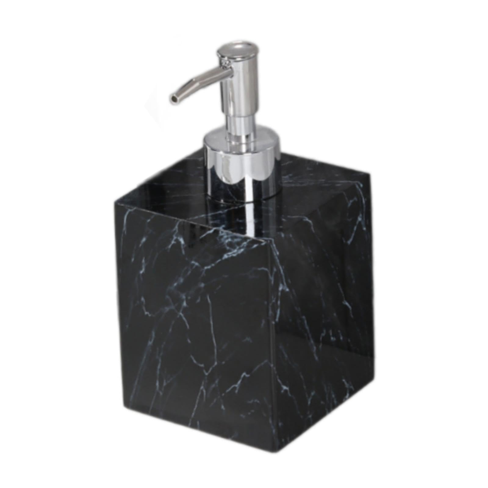 TWISAXC Elegant Hand Soap Dispenser Resin Soap Dispenser Bathroom Decoration Countertop Accessory Refillable Making Indispensable Fashionable And Functional, Silvery head black, 7.6x8x15cm