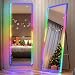 LVSOMT RGB Ganzkörperspiegel mit Beleuchtung, 153x50cm Standspiegel Ganzkörperspiegel Ohne Rahmen, LED Wandspiegel Groß für Schlafzimmer Wohnzimmer, 7 Dynamische Modi und 7 Farben Licht, Schwarz