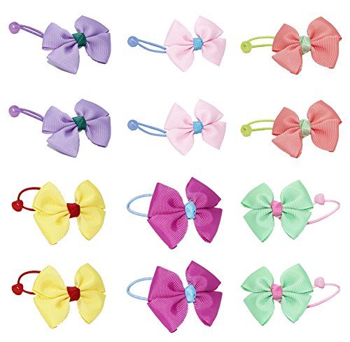 Qandsweet 6 Pair Baby Girl's Bows Flowers Ball Ponytail Holder Hair Tie Hair Rope