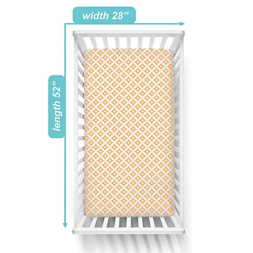 Image of American Baby Company 100% Natural Cotton Percale Fitted Crib Sheet for Standard Crib and Toddler Mattresses, Orange Tweedle Dee Tile, Soft Breathable, for Boys and Girls