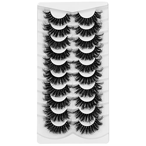 False Eyelashes Dramatic Fluffy Mink Lashes Pack Yawamica Full Fluttery Volume 20MM Long Fake Lashes 10 Pairs