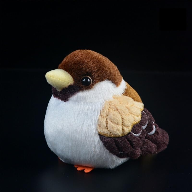 4,5" Realistisches Spatz-Plüschtier, süßes Kuschelvogel-Plüschtier, weicher Vogel-Tierplüsch (Passer montanus)(A Pair)