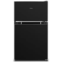 CHIQ Frigorifero compatto a due ante da 86 litri, congelatore da 25 litri, frigorifero da 61 litri, congelatore a 4 stelle, con macchina per cubetti di ghiaccio per casa, dormitorio, 12 anni di