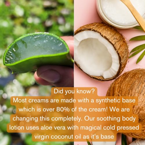 Image of The Nature Mill Aloe Vera Coconut Soothing Body Lotion. All Natural, No Cream Base, Soothes & De-Tans Skin, Multi-Use: Body, Hand, Foot, Deo. Coconut, 100g