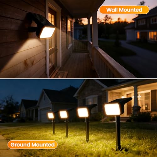 Fabrito 10 Pack Solar Spot Lights Outdoor Waterproof IP67, [108 LEDs, 4 Modes] Dusk to Dawn Spotlights with 1500mAh Battery for All Night, Landscape Lights for Tree, Yard, Pool, Pathway, Warm White — view 4