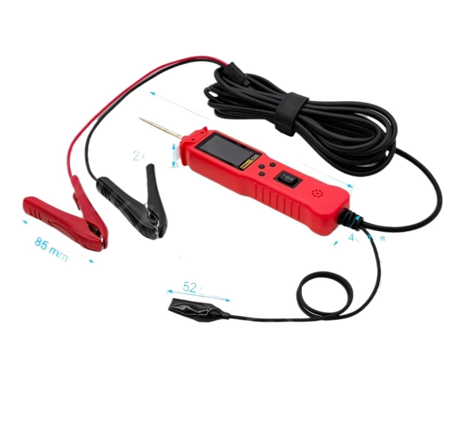 Probador de circuito automotriz 12 24 V, P100, P200, sonda potencia, comprobador eléctrico, herramienta prueba lámpara voltaje continuidad, cable 2 m Probador Electrónico(Red 2m cable)
