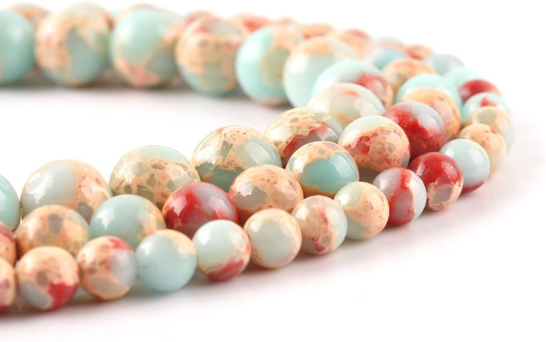 Blue Imperial Jasper Beads for Jewelry Making Stone Bead Bracelets Chakra Round Gemstone Beads Bulk, 60pcs 6mm Jasper Stone 6mm Blue Imperial Jasper