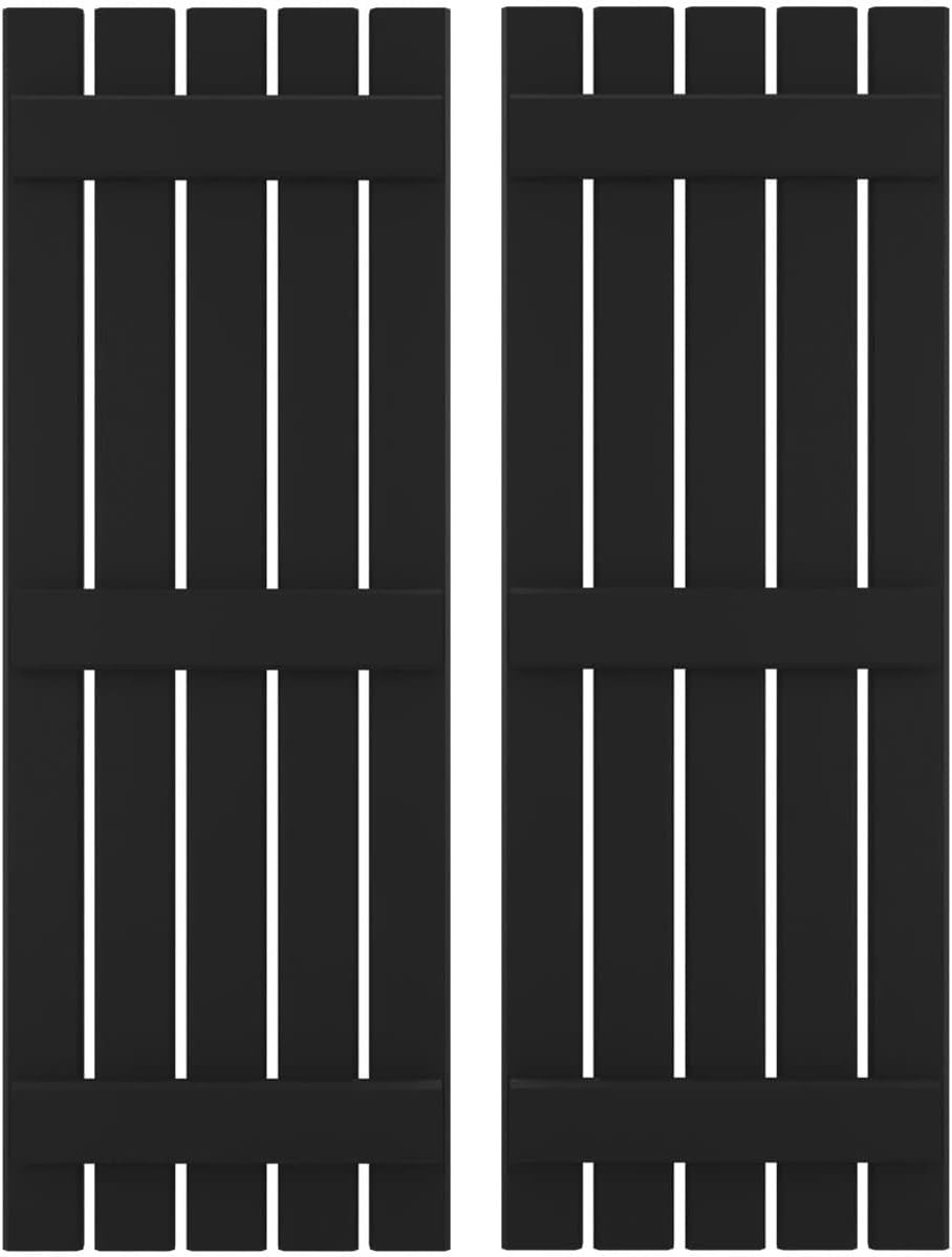 Ekena Millwork ARW401SB519X57BLH Americraft Five 3 Exterior Real Wood Spaced Board-n-Batten Shutters (Per Pair), Black