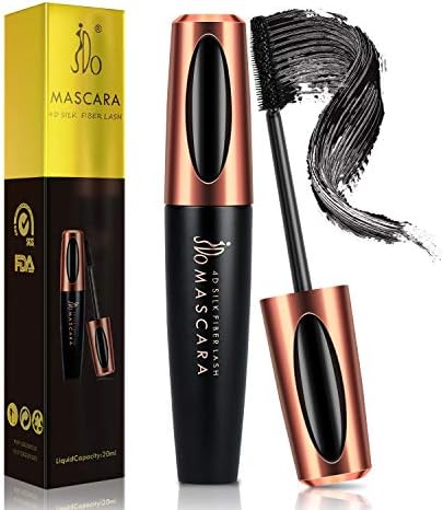 JDO Mascara Waterproof Black Mascara 4D Silk Fiber Lash Mascara Smudge-proof Long Lasting for Lengthening Voluminous Eyelashes Charming Eye Makeup No Clumping No Flaking