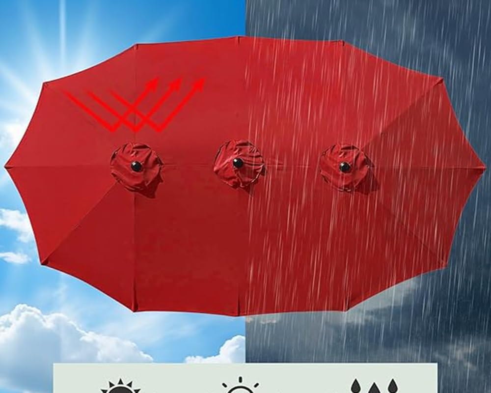 Miecoae Waterproof 15x9ft Umbrella Canopy Replacement Cover, Detachable, Washable for Balcony Table or Deck?Garden?Patio(A2)