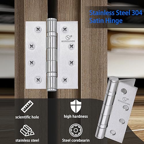 2 Pcs 4 Inch Stainless Steel External Door Hinges - Heavy Duty, Outdoor, Wood, 304 Stainless Steel, 4 x 3 x 3 in (100 x 76 x 76 mm) - Image 4