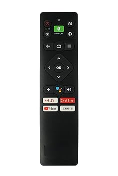 Bluetooth Voice Remote Control Replacement for Panasonic, Sanyo Smart LED TV, Black, with Net Flix, YouTube, Google Play Buttons.(TKE-654)