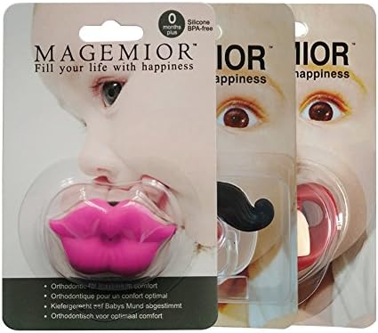Baby Pacifier, Mustache Pacifier, Funny Baby Pacifier, Gentleman Mustache, Cute Baby Handlebar, Baby Pacifiers for Newborn, [BPA Free][ Latex Free] [3 Pack]