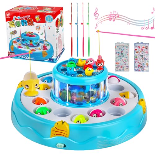 KIMIGO Juguetes Niños 3 Años,Juguetes Montessori Juego de Pesca Magnética con Música y Luces,26 Peces y 4 Cañas,Juguete de Pesca Eléctrico,Juegos Educativos Regalos para Niños/Niñas de 2 3 4 5 Años