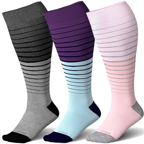 Image of LEVSOX Wide Calf Compression Socks for Women&Men Plus Size 15-20mmHg Knee High Large Support Stockings for Circulation