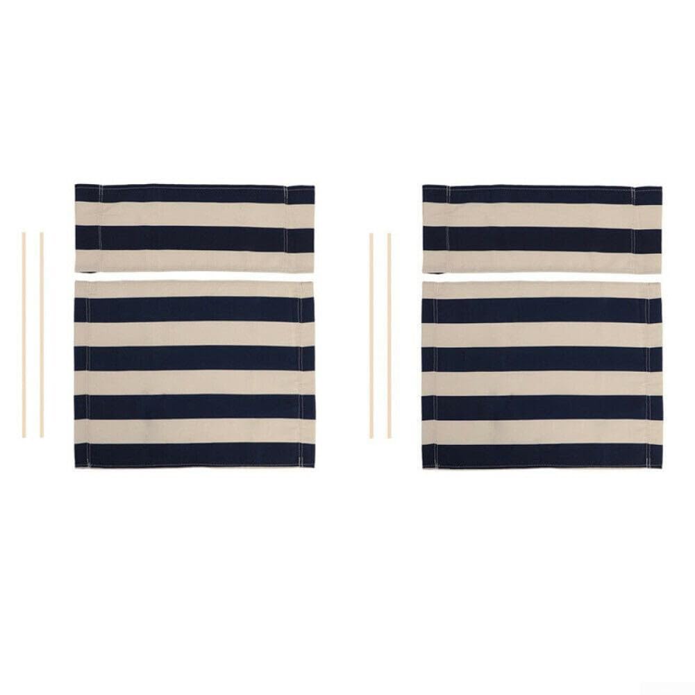 Coprisedili di ricambio in tela, coprisedia da regista, kit per sedie da giardino, stile casual, in tessuto di poliestere navy e bianco (2 set)