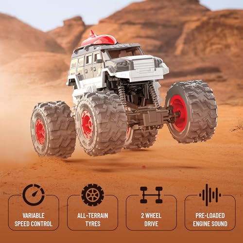 Image of Mirana 2WD RC Car for Kids | High-Speed ATV Remote & App-Controlled Rock Crawler | USB Rechargeable Offroad Monster Truck with Bluetooth Speakers & RGB Lights | for Boys & Girls (Grey, Trailblazer)