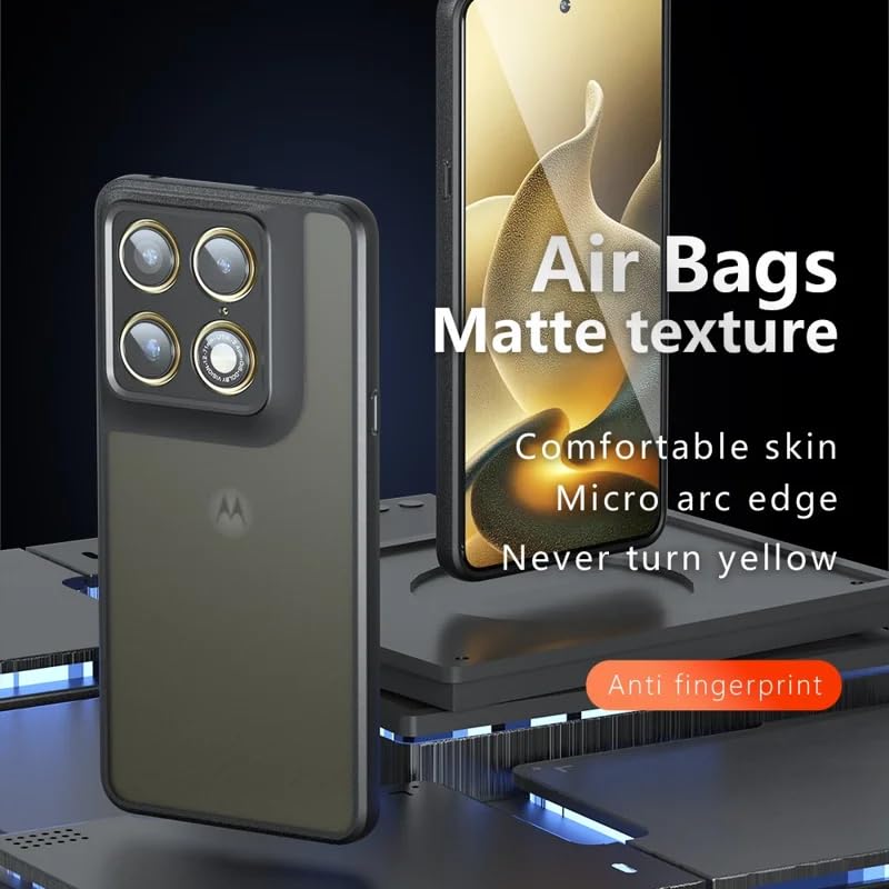 Image of Matte PC TPU Phone Case for Motorola Moto Signature, Black | Anti-Fingerprint, 2.4m Drop Protection, Camera Lens Guard, Airbag Corners, Skin-Friendly Feel